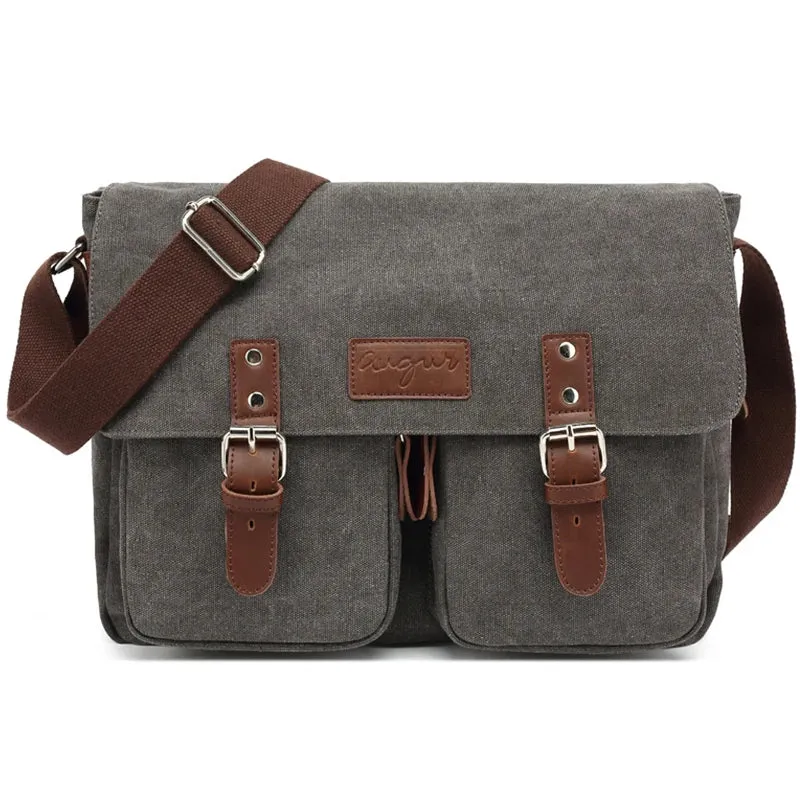 Men Crossbody Bag Expansion Bottom Retro Casual Messenger Student Bag Shoulder Bag