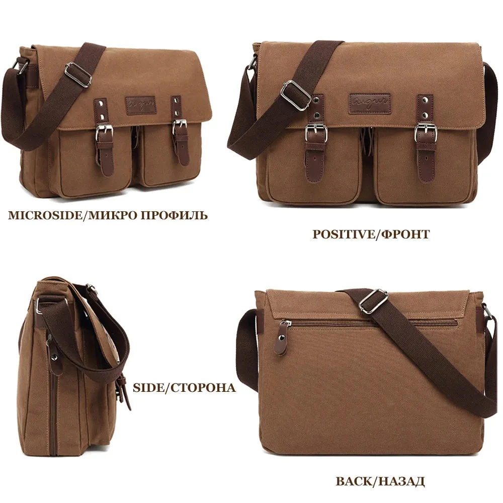 Men Crossbody Bag Expansion Bottom Retro Casual Messenger Student Bag Shoulder Bag