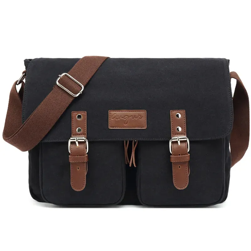 Men Crossbody Bag Expansion Bottom Retro Casual Messenger Student Bag Shoulder Bag