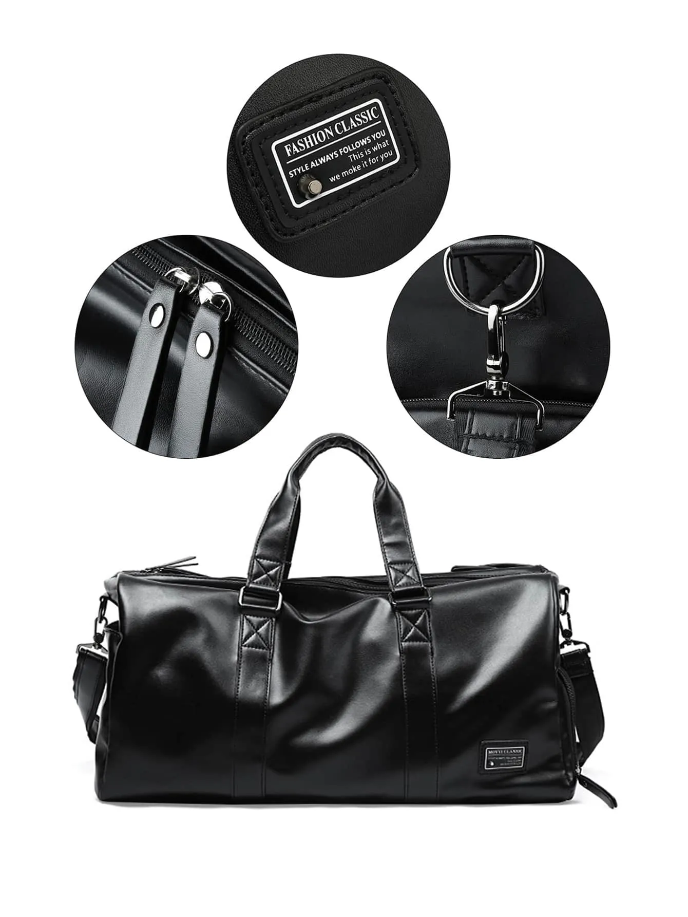 Men Letter Patch Decor Duffel Bag