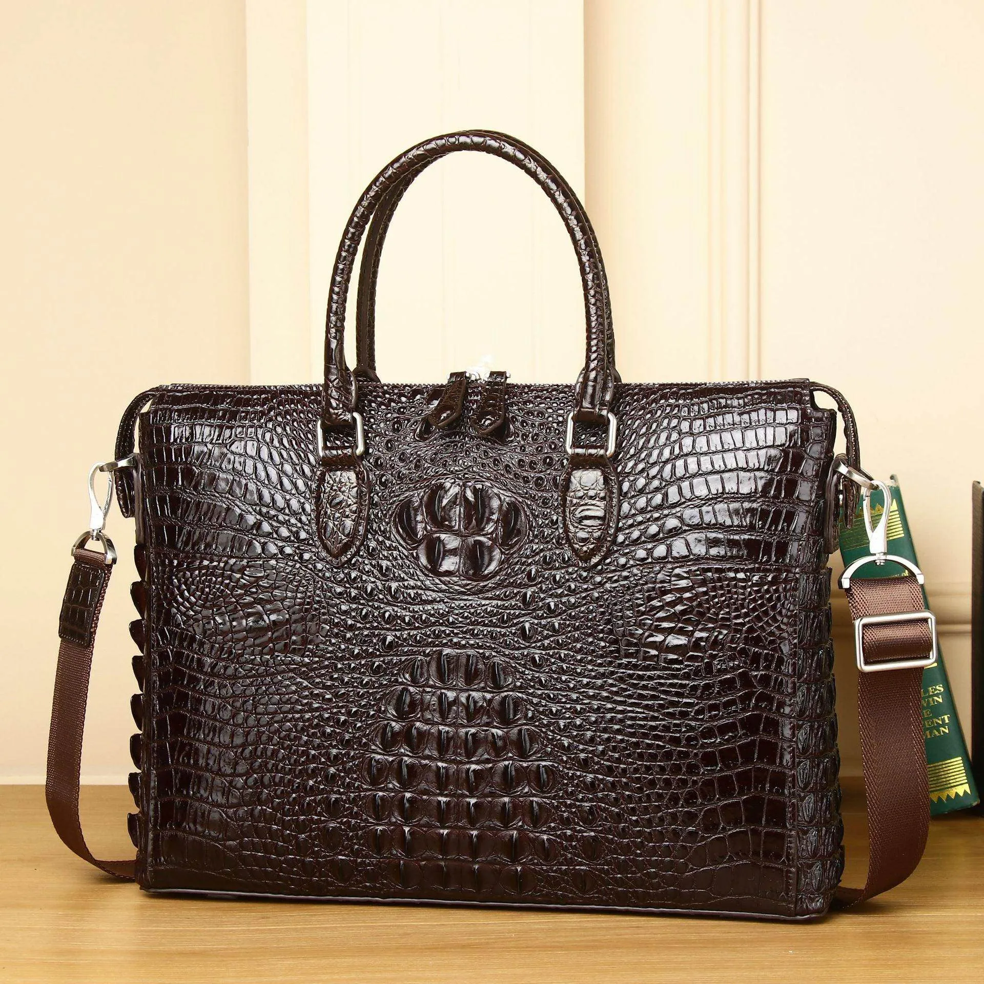 Men’s 12 inch Laptop Bag Leather Textured Briefcase