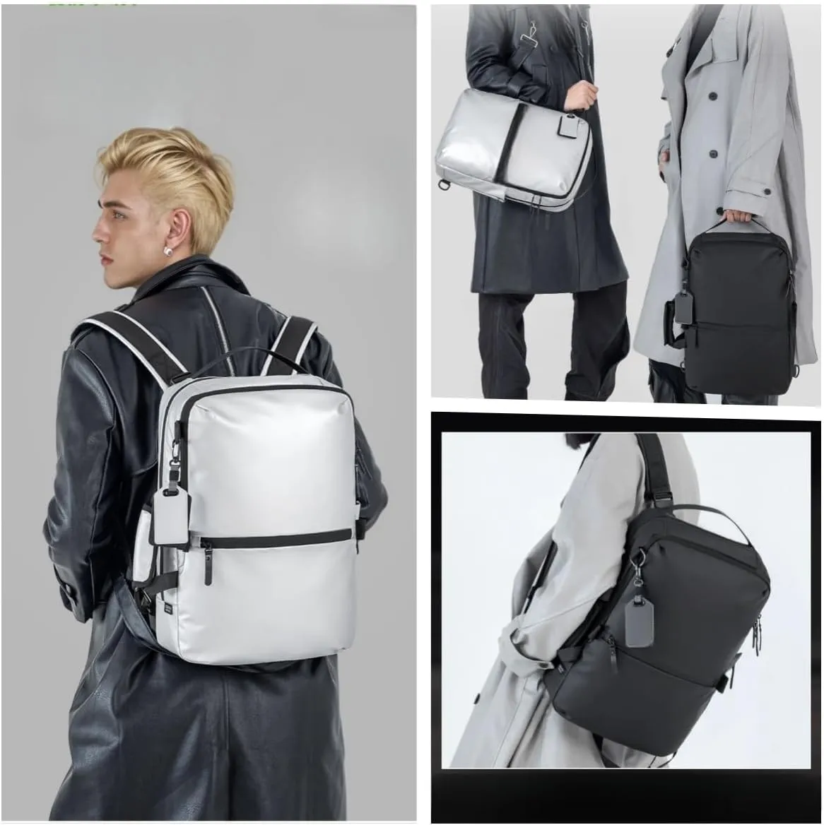 Men's and women's travel backpacks, personal items travel bags, school weekend business leisure day bagsLaptop Bag (silvery)
