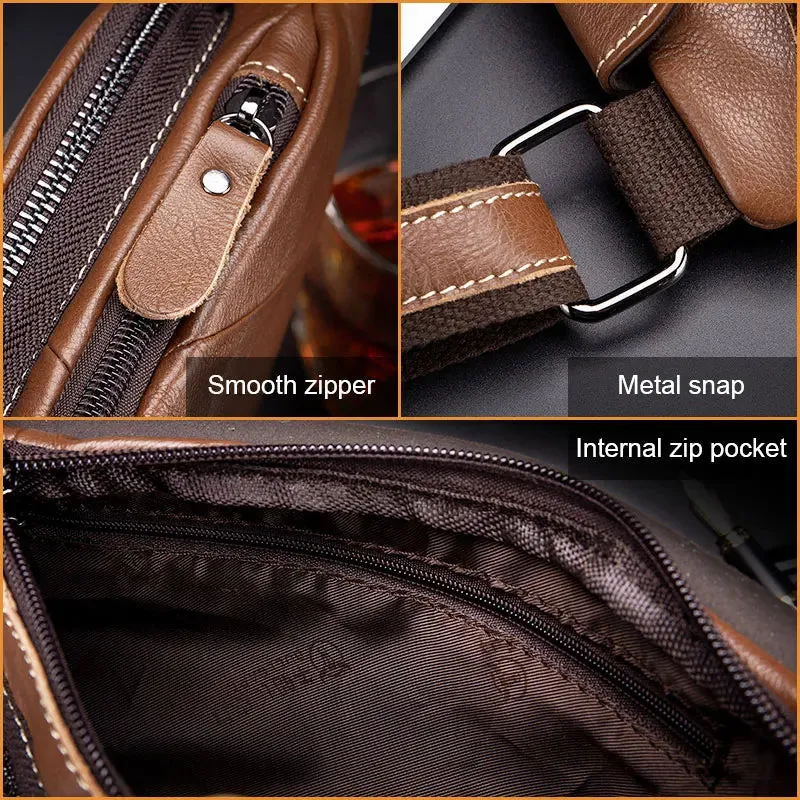 Men's Casual Messenger Bag Men's Headphones Chest Bags Messenger Bag's Leather Chest Bag For Men