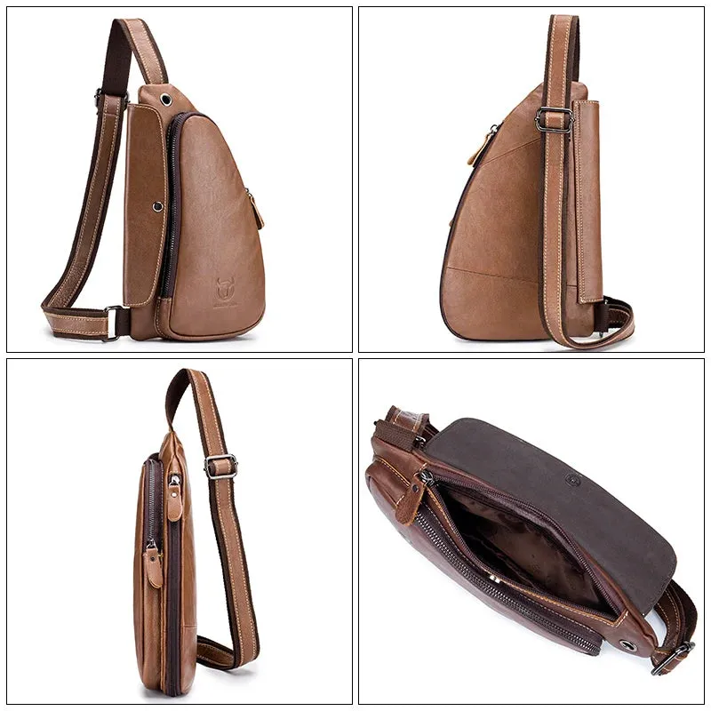 Men's Casual Messenger Bag Men's Headphones Chest Bags Messenger Bag's Leather Chest Bag For Men