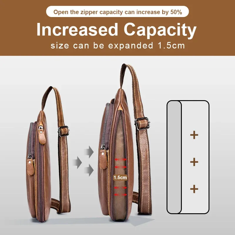 Men's Casual Messenger Bag Men's Headphones Chest Bags Messenger Bag's Leather Chest Bag For Men