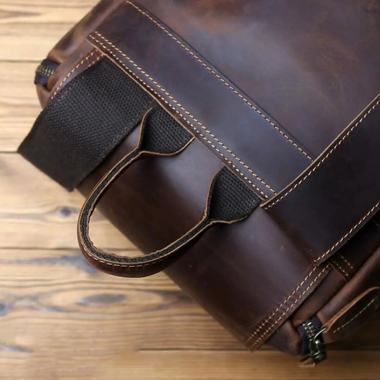Mens Computers Backpacks Casual Daypack Laptop Bags Genuine Leather Bookbags Luggage Travel Bags(Black)