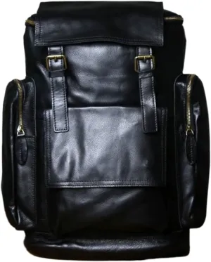 Mens Computers Backpacks Casual Daypack Laptop Bags Genuine Leather Bookbags Luggage Travel Bags(Black)