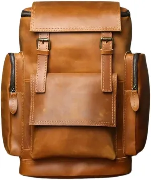 Mens Computers Backpacks Casual Daypack Laptop Bags Genuine Leather Bookbags Luggage Travel Bags(Yellow)