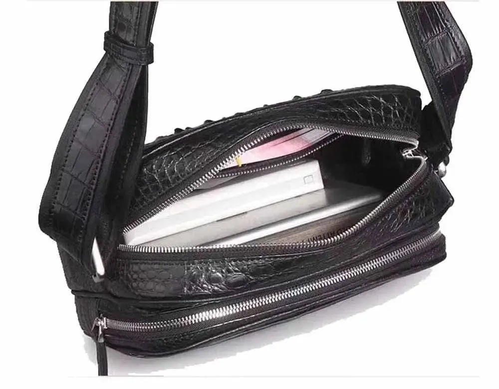 Men's  Crocodile Leather Small Ipad Messenger Bags ,Cross body Bags