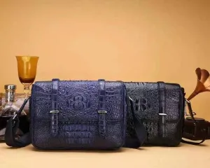 Mens Genuine Crocodile Laptop Bag Messenger Bag  Briefcase