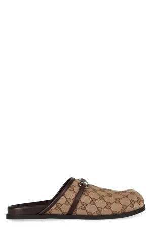 Men's Leather And Fabric Sabot in Beige | Size 8.5 | 786486FADFO Color 9744