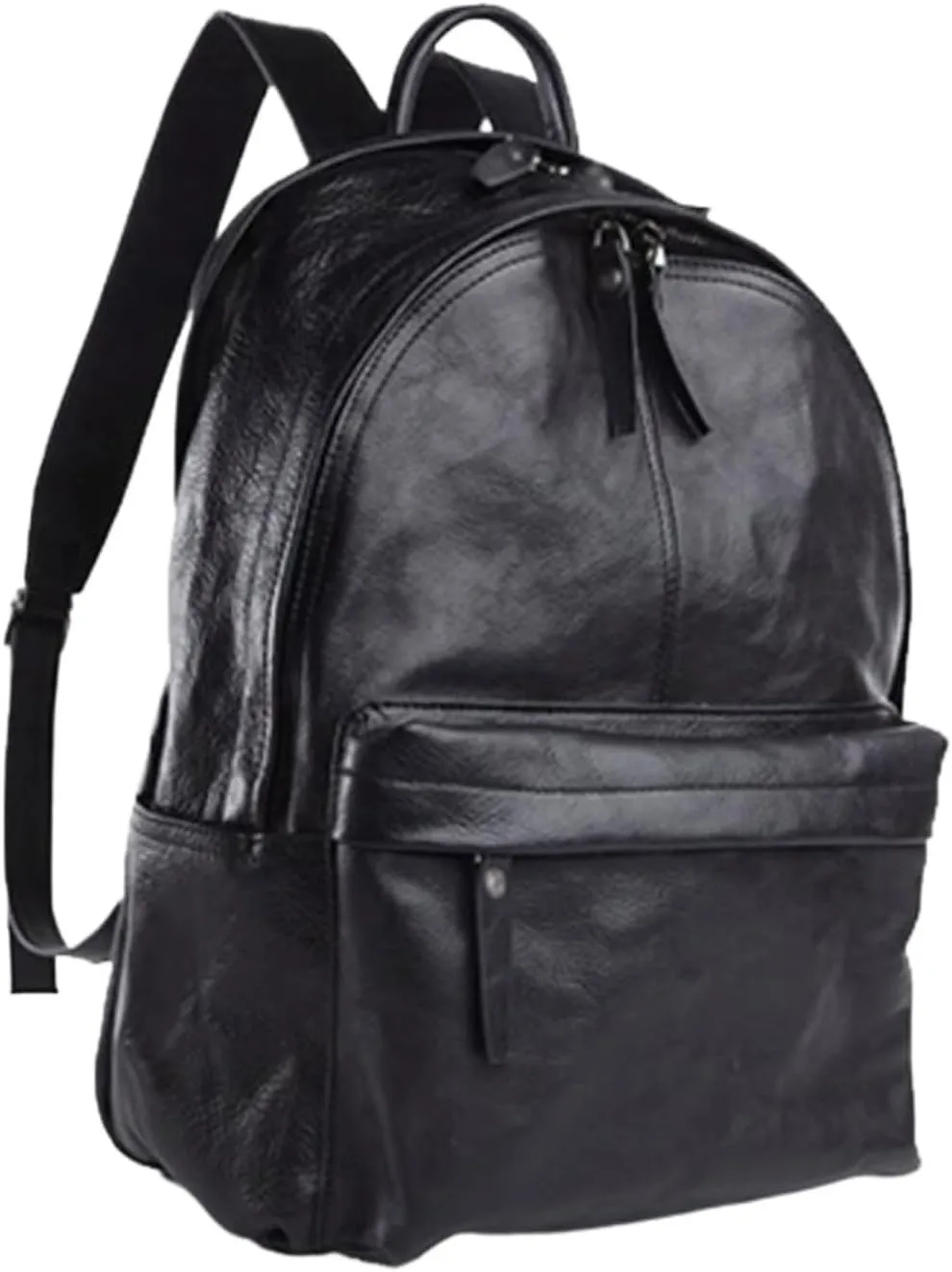 Mens Luggage Backpacks Casual Daypack Computers Laptop Bags Leather Travel Bags Carrying Cases(Black)