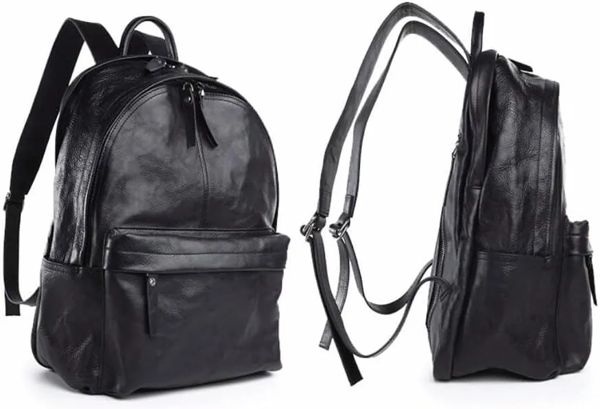Mens Luggage Backpacks Casual Daypack Computers Laptop Bags Leather Travel Bags Carrying Cases(Black)