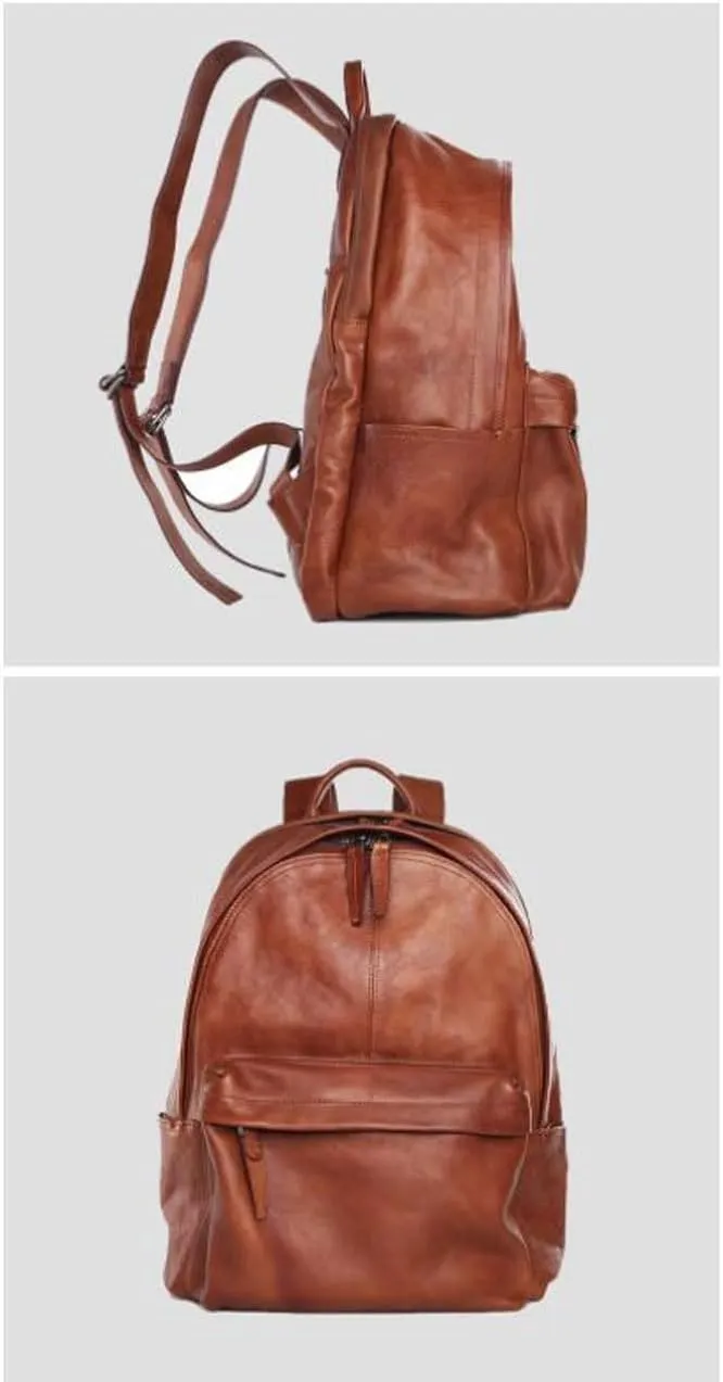 Mens Luggage Backpacks Casual Daypack Computers Laptop Bags Leather Travel Bags Carrying Cases(Brown)