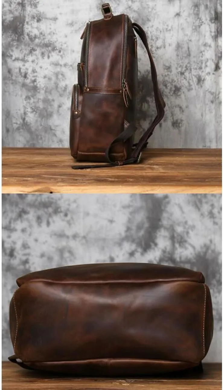 Mens Luggage Backpacks Computers Bags Leather Travel Bags Casual Daypack Briefcases Laptop Bags(Black)