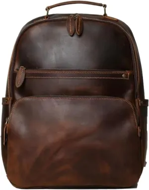 Mens Luggage Backpacks Computers Bags Leather Travel Bags Casual Daypack Briefcases Laptop Bags(Brown)