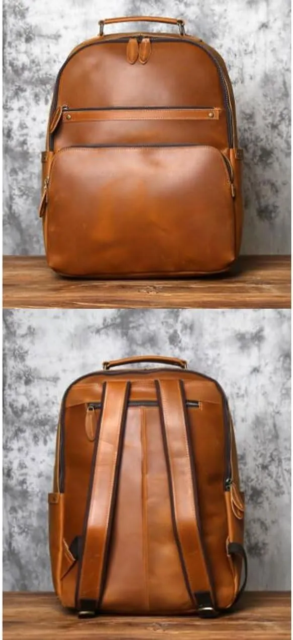 Mens Luggage Backpacks Computers Bags Leather Travel Bags Casual Daypack Briefcases Laptop Bags(Yellow)