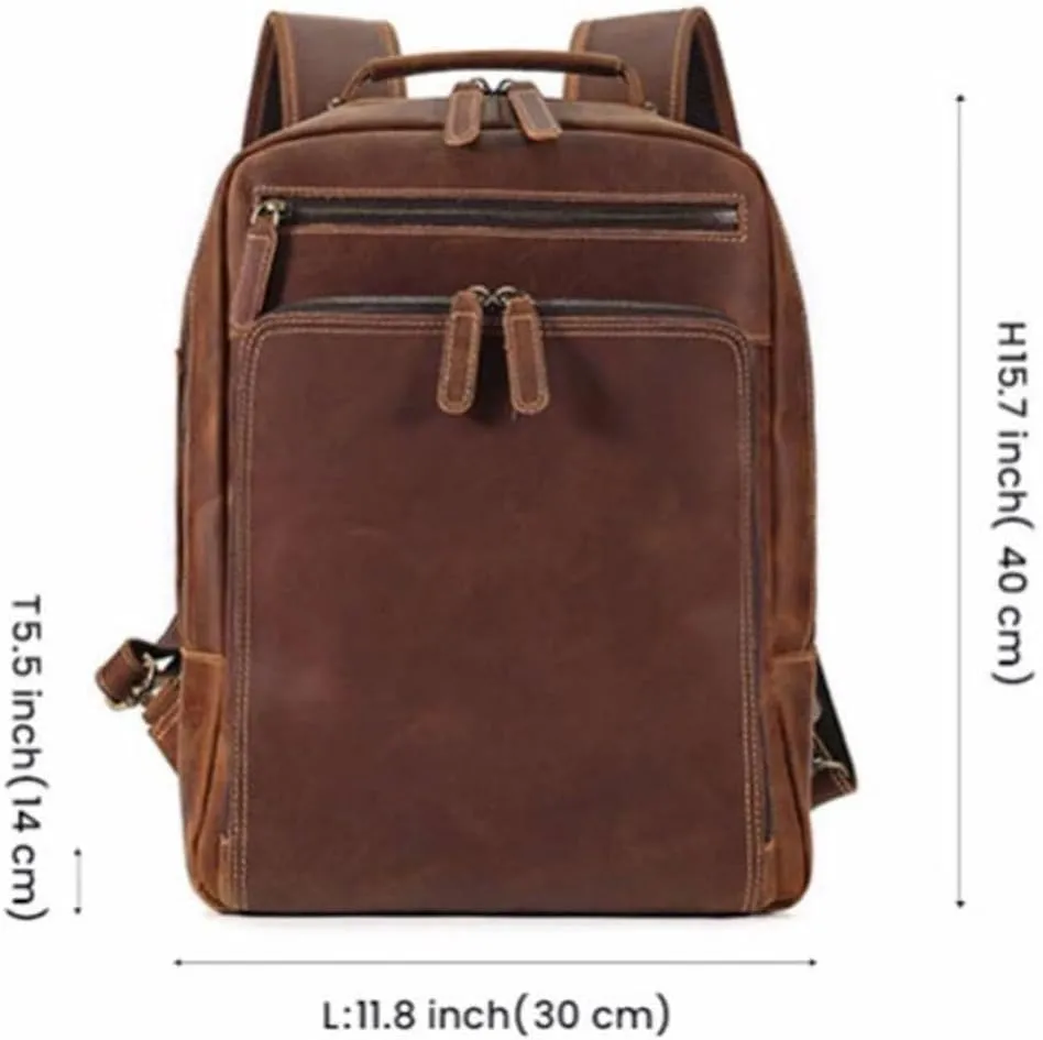 Mens Luggage Travel Bags Backpacks Laptop Bags Bookbags Genuine Leather Casual Daypack Handbags(Yellow)