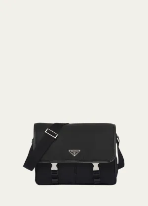 Men's Nylon and Leather Crossbody Bag