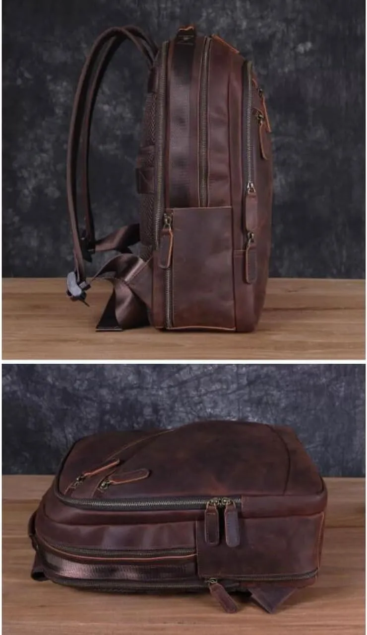 Mens Retro Luggage Backpacks Casual Daypack Computers Laptop Bags Leather Briefcases Travel Bags