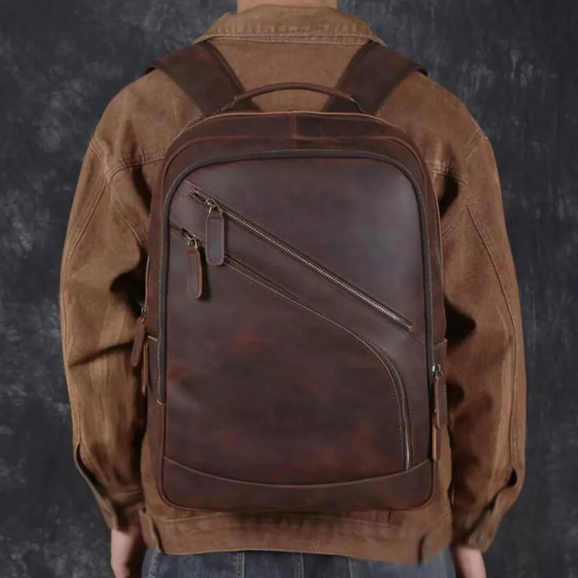 Mens Retro Luggage Backpacks Casual Daypack Computers Laptop Bags Leather Briefcases Travel Bags