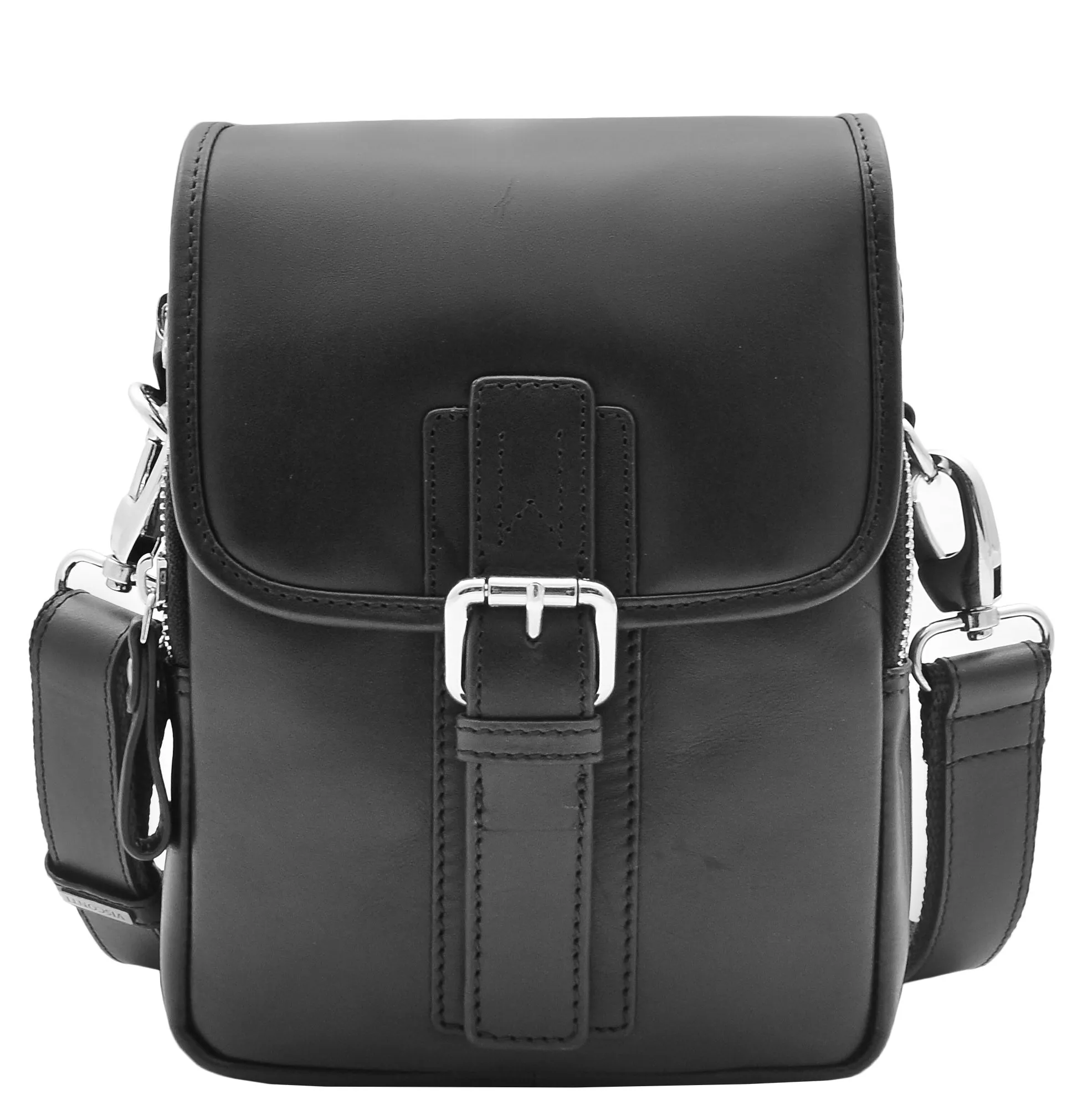 Men's Smart Cross Body Bag Genuine Leather Messenger Black DR386