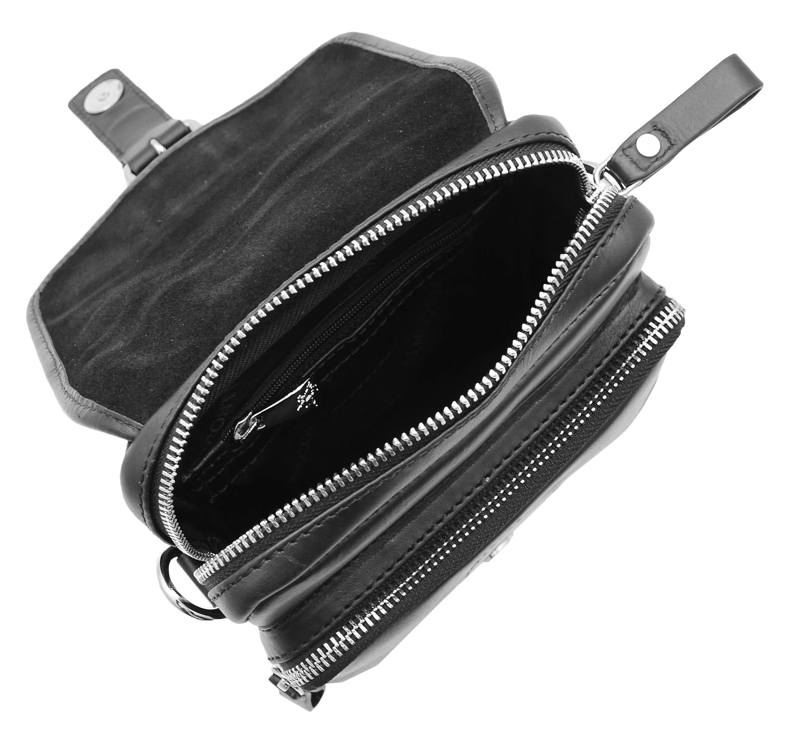 Men's Smart Cross Body Bag Genuine Leather Messenger Black DR386