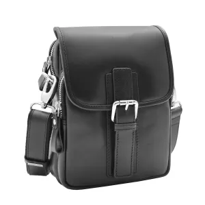 Men's Smart Cross Body Bag Genuine Leather Messenger Black DR386