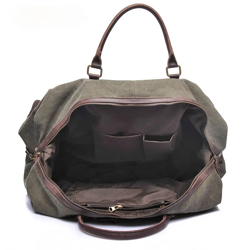 Men's Travel Canvas Leather Duffel Bag