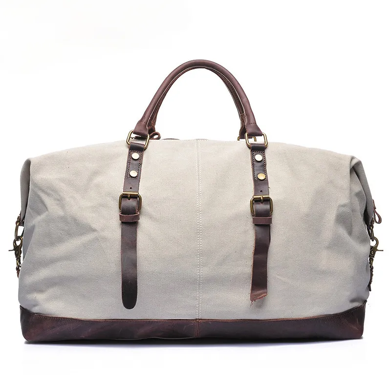 Men's Travel Canvas Leather Duffel Bag