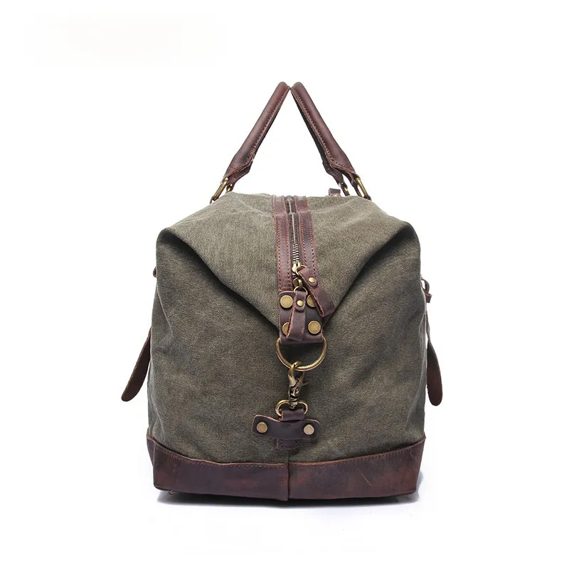 Men's Travel Canvas Leather Duffel Bag