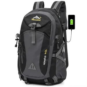 Men's Women's 40L Waterproof Backpack USB Climbing Travel Bag Men Outdoor Sports Camping Hiking