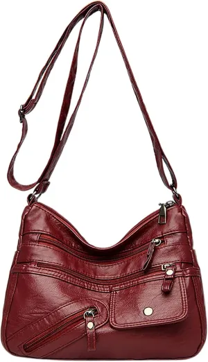 Mesh Beach Tote Vintage New Versatile Soft PU Leather Interlayer One Shoulder Crossbody Bag Handbag