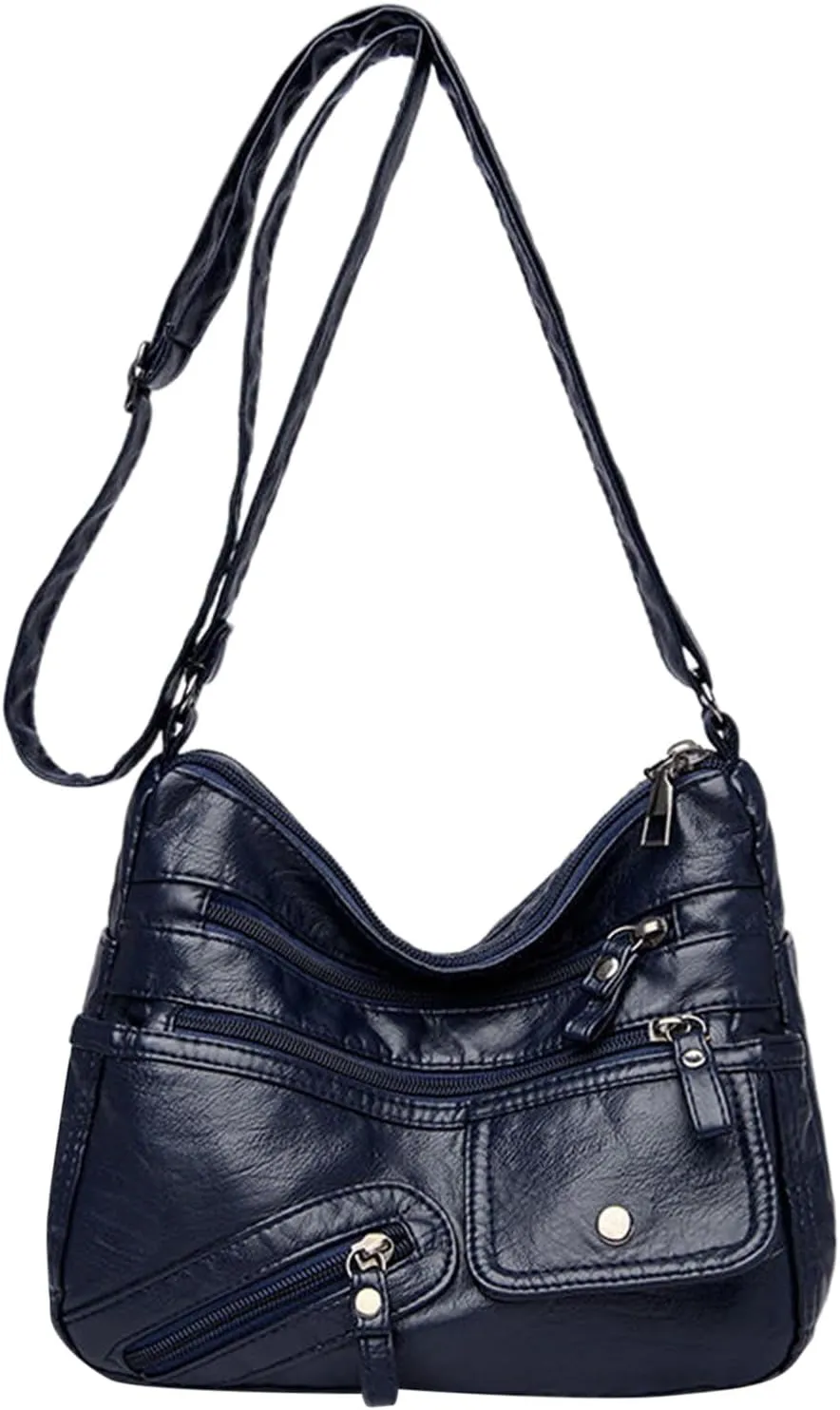 Mesh Beach Tote Vintage New Versatile Soft PU Leather Interlayer One Shoulder Crossbody Bag Handbag