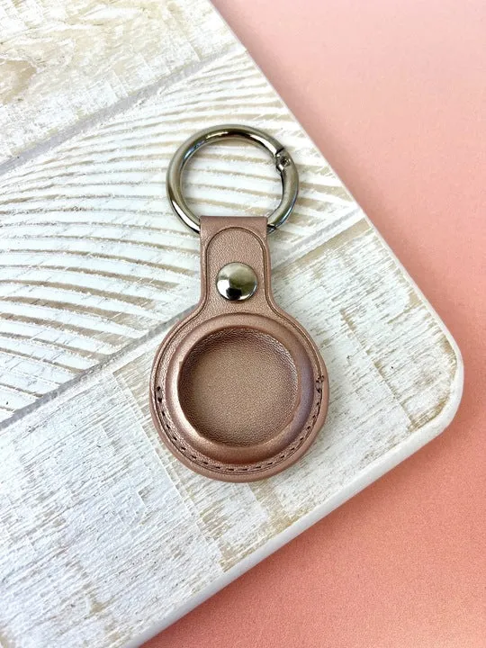 Metallic Leather AirTag Case Key Chains