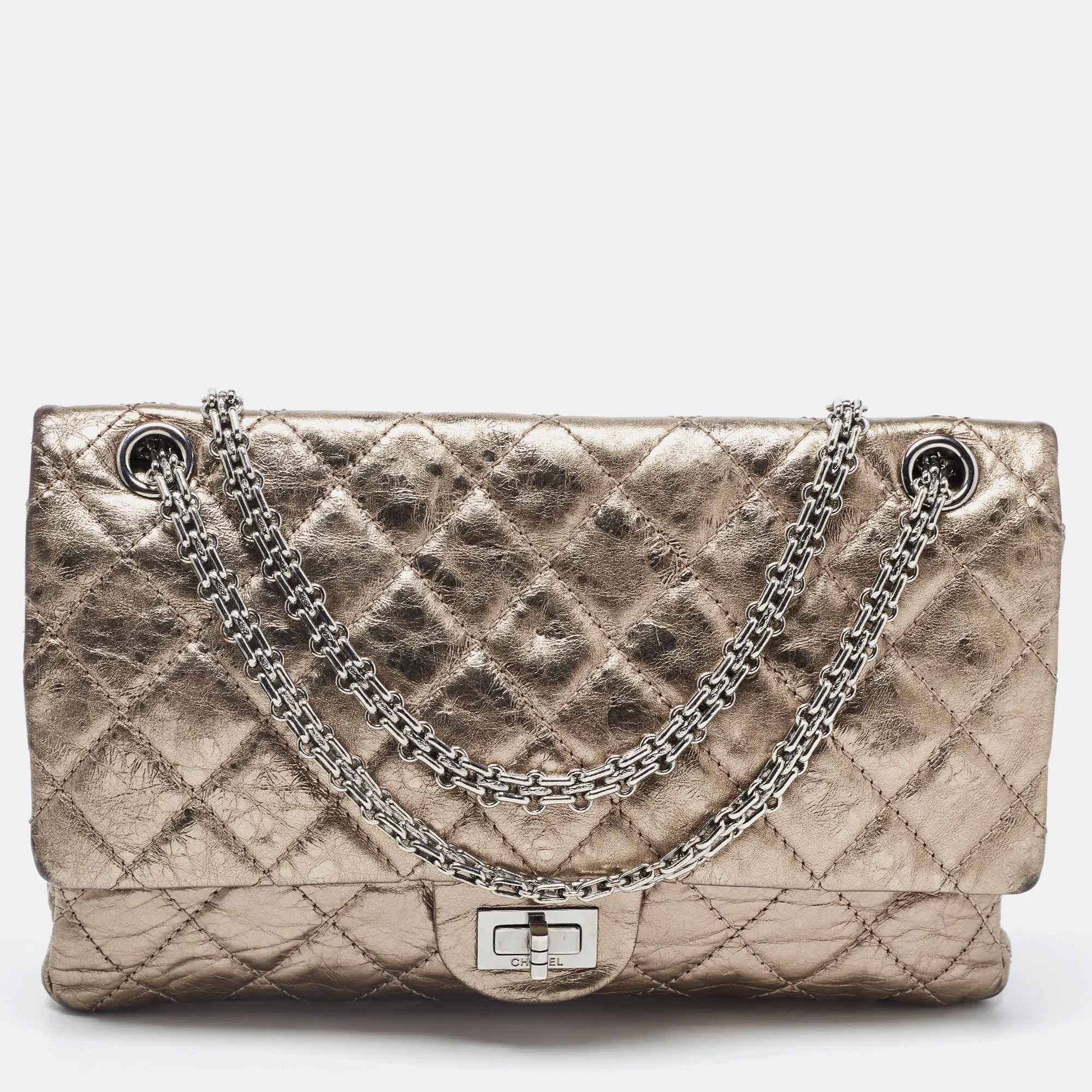 Metallic Quilted Aged Leather Reissue 2.55 Classic 226 Flap Bag