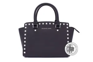 Michael Kors 30T3GSMS2L Selma Stud TZ Satchel Black / 001 Calfskin Medium Messenger Bags Shw