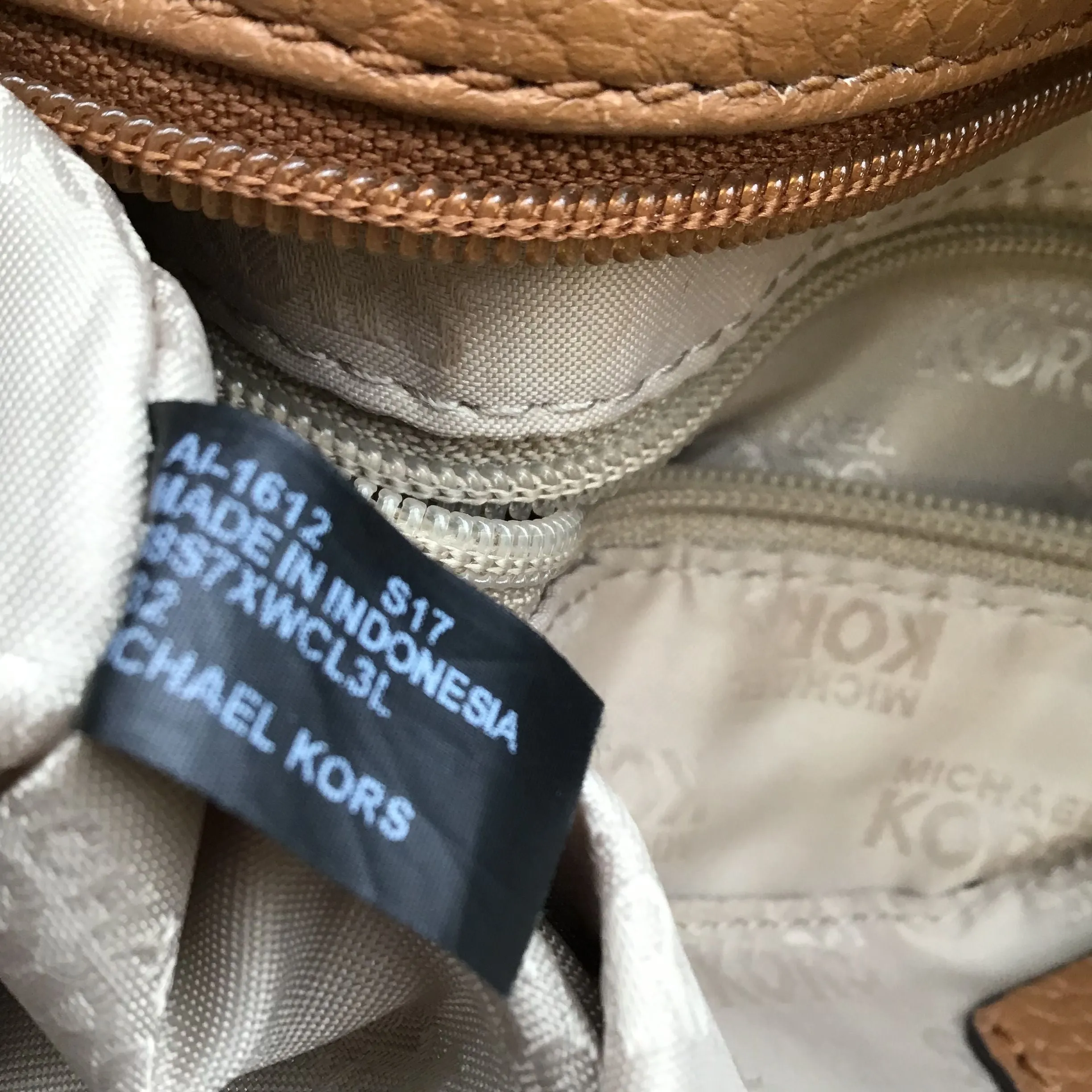 Michael Kors Brown Pebbled Leather Satchel Bag with Chain Strap ( COA)