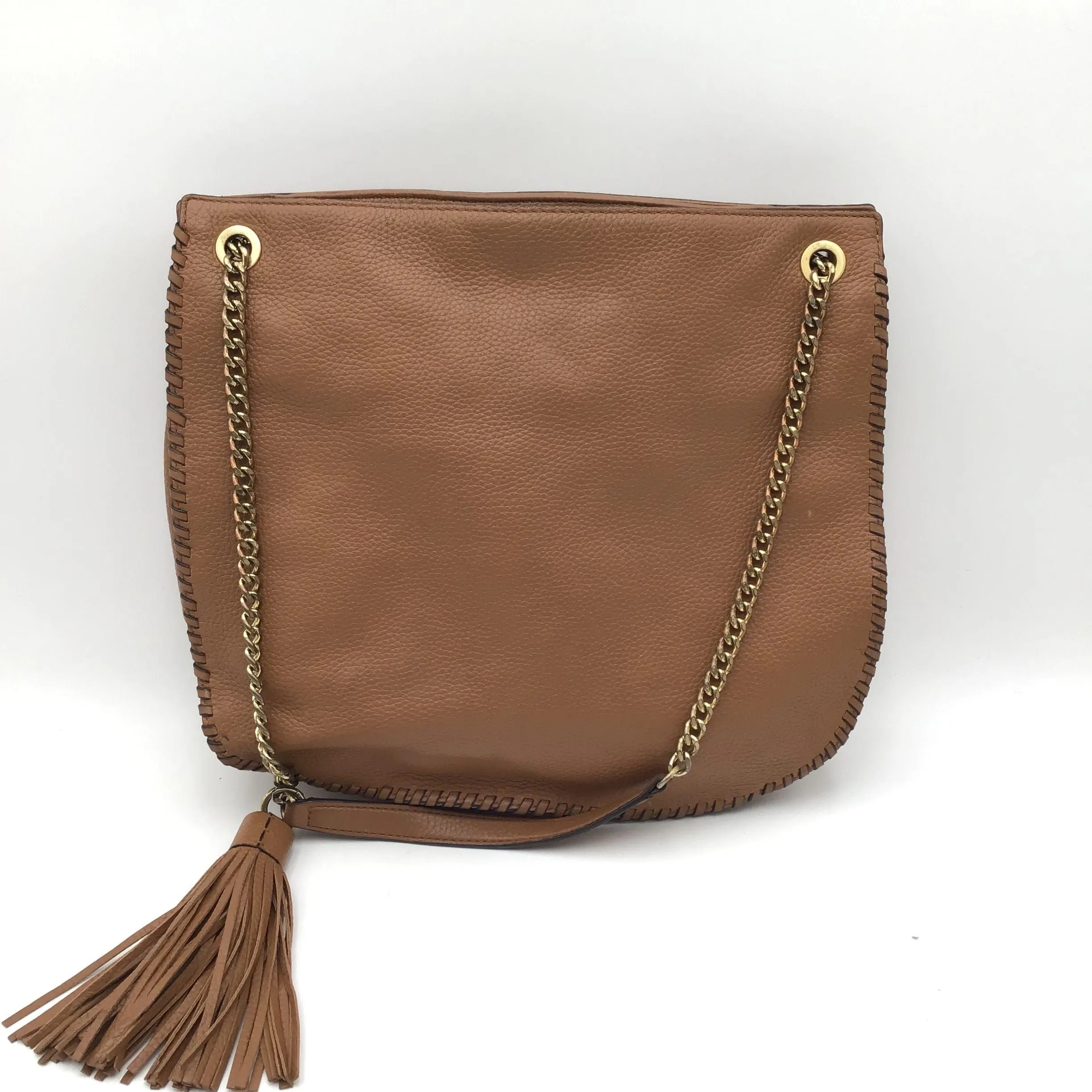 Michael Kors Brown Pebbled Leather Satchel Bag with Chain Strap ( COA)