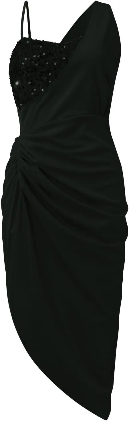 Midi Dresses for Women High Split Sparkly Sequin Corset Dress Sexy Club Cocktail Party Asymmetrical Bodycon Dress 2025