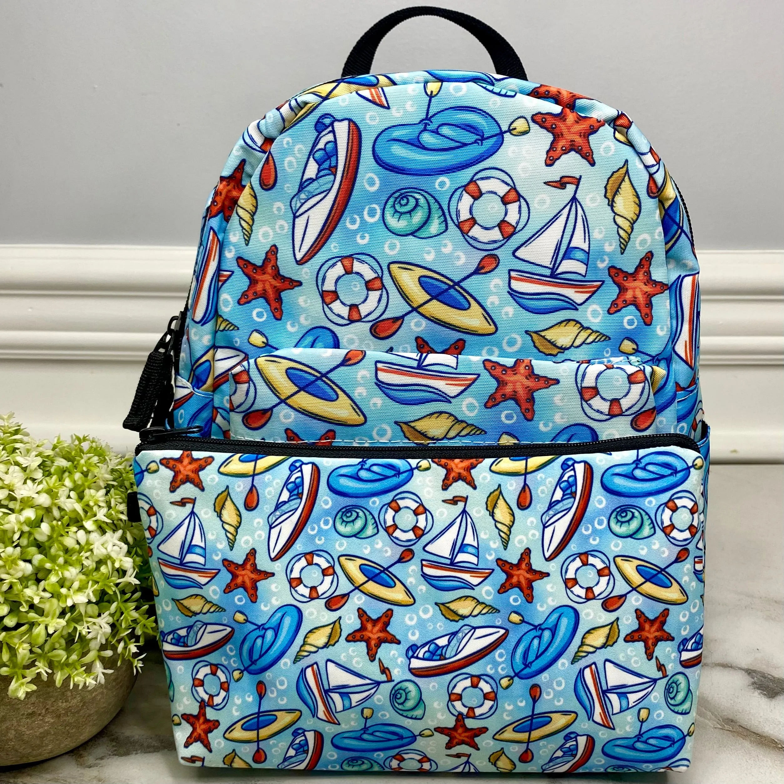 Mini Backpack & Pouch Bundled Set - Sailboat