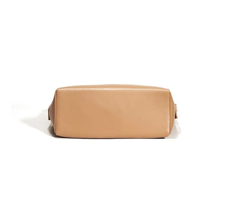 Minimalist Bucket Bag in Genuine Leather | Leather Shoulder Bag Gold Tone, Chic Crossbody Bag, Gift for Her