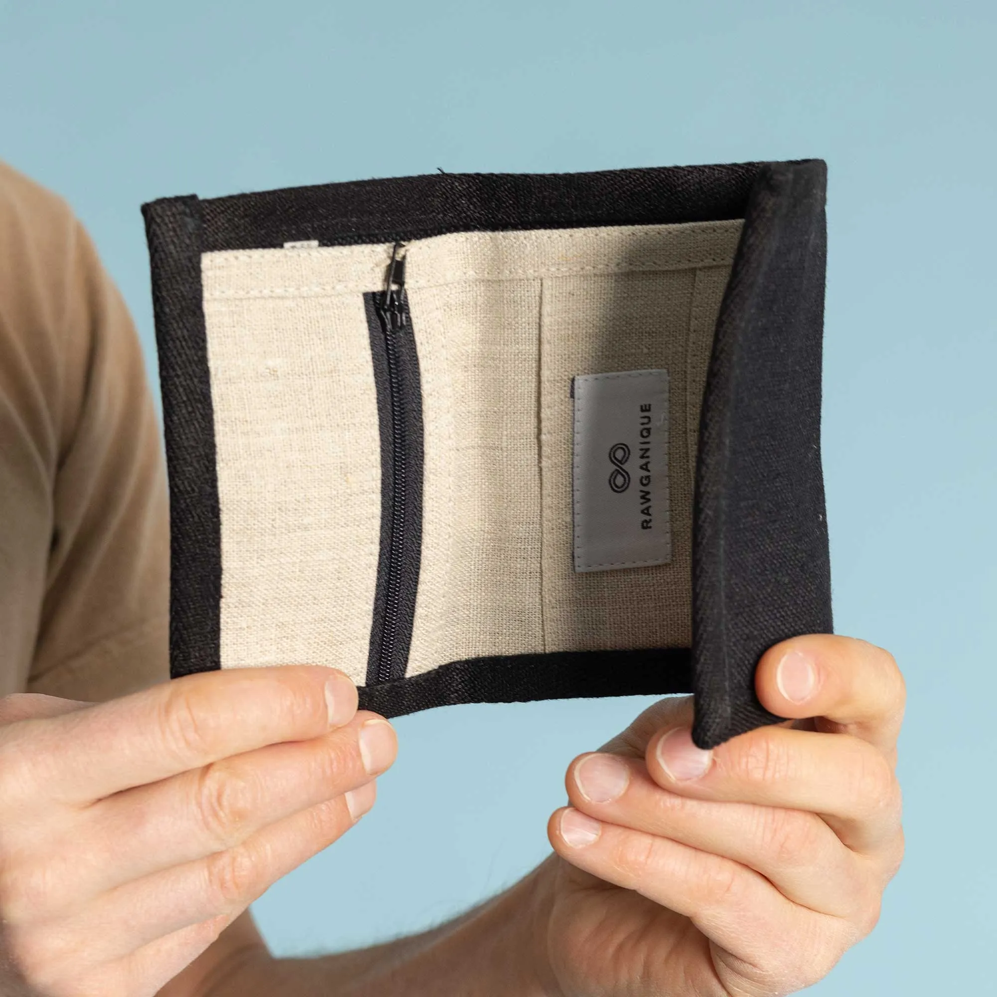 MINNEAPOLIS 100% Organic Hemp Heavy Canvas Trifold Wallet (Plastic-free, Velcro-free, Leather-free, Vegan) (3.5x5)