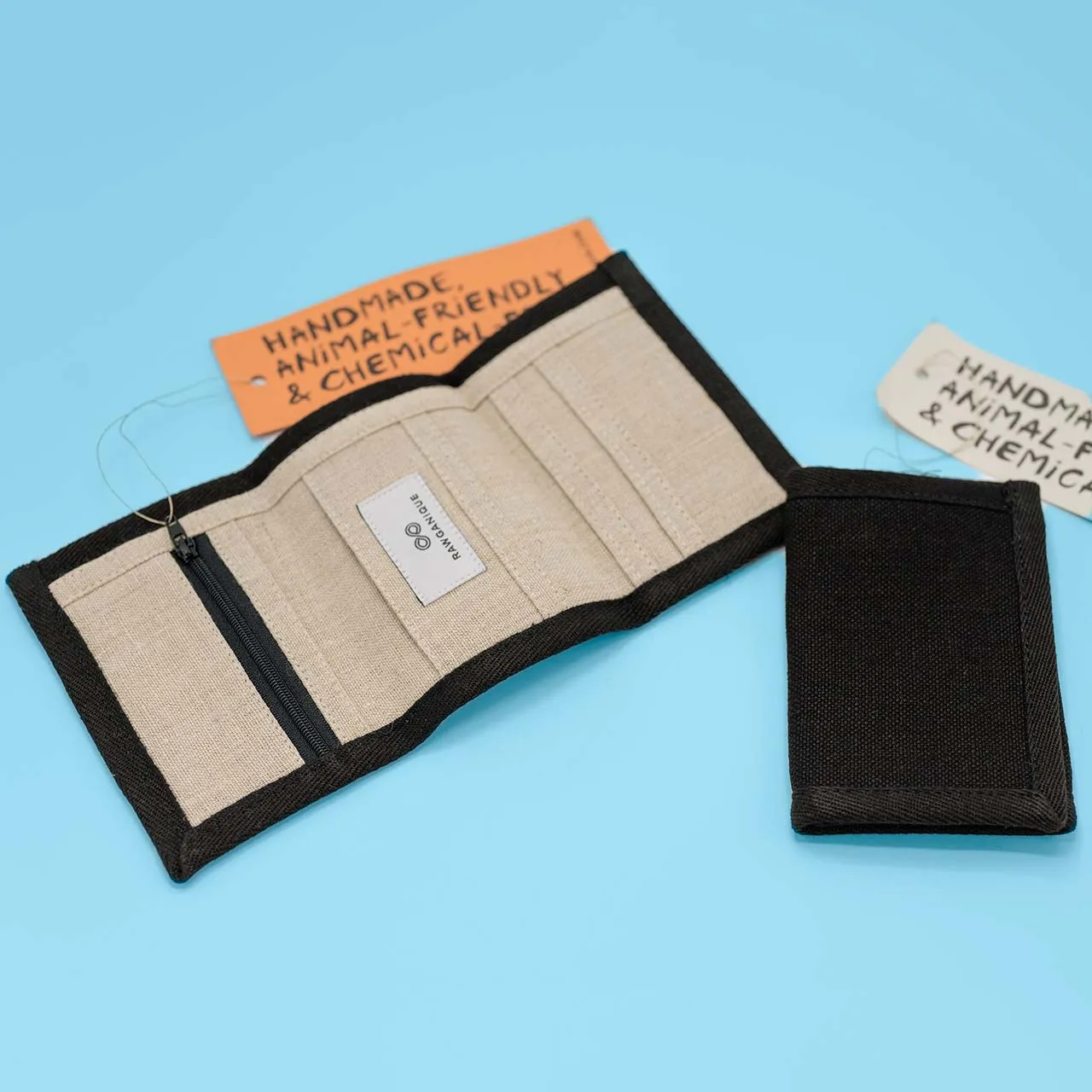 MINNEAPOLIS 100% Organic Hemp Heavy Canvas Trifold Wallet (Plastic-free, Velcro-free, Leather-free, Vegan) (3.5x5)
