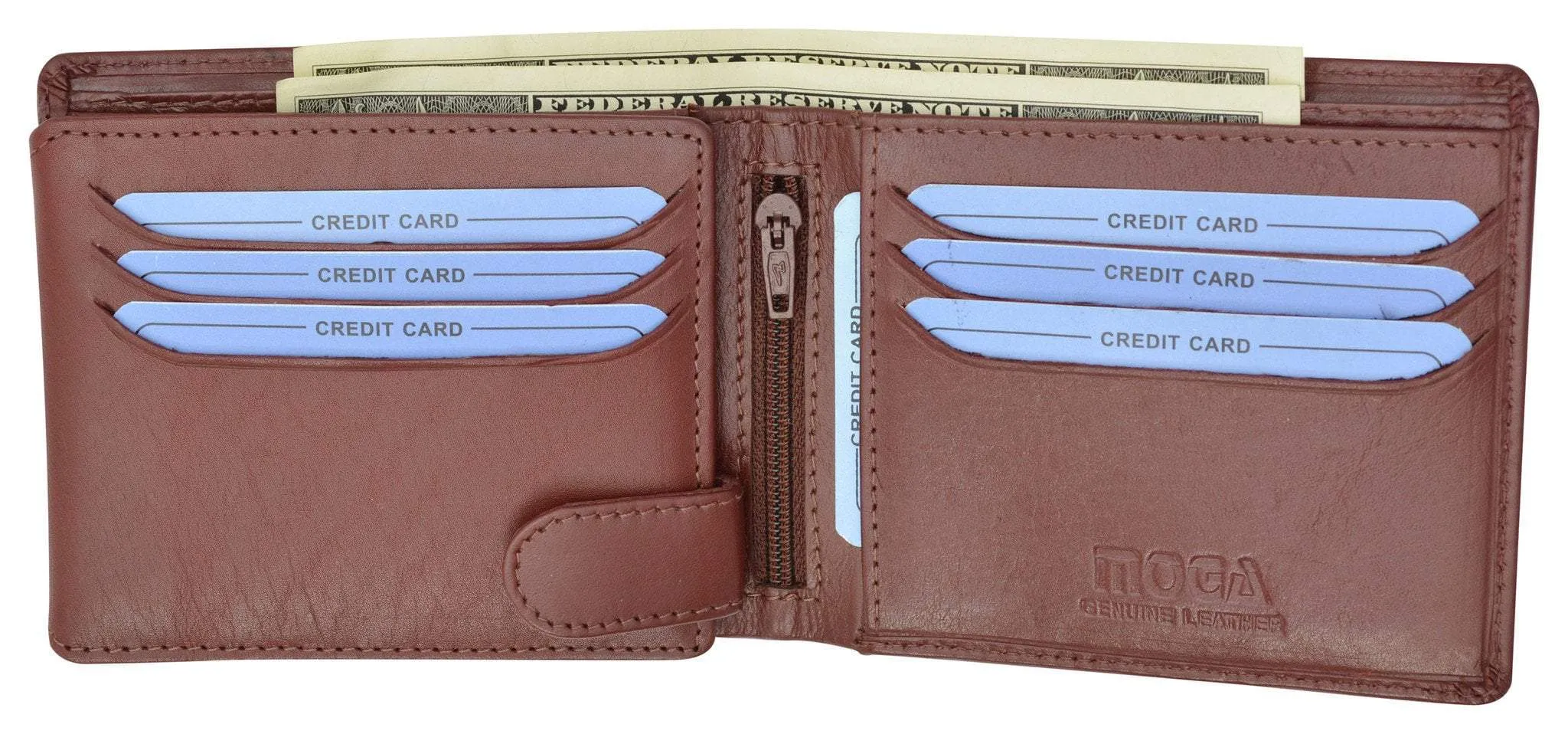 Moga Mens Genuine Handmade Leather Bifold Credit Card ID Holder Wallet 91533