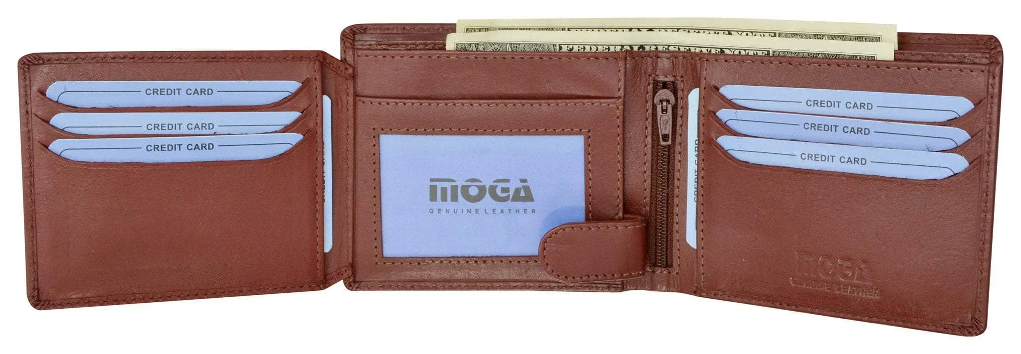 Moga Mens Genuine Handmade Leather Bifold Credit Card ID Holder Wallet 91533