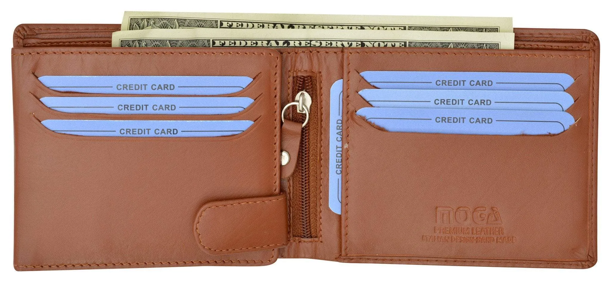 Moga Mens Genuine Handmade Leather Bifold Credit Card ID Holder Wallet 91533