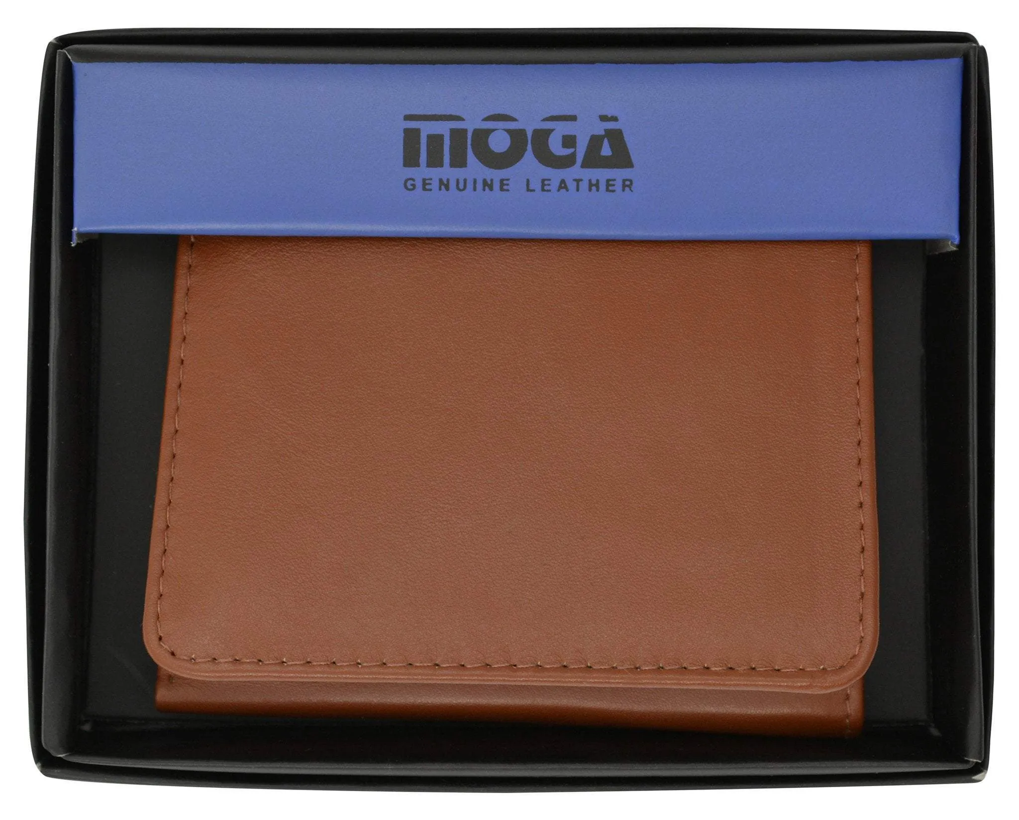 Moga Mens Genuine Handmade Leather Flap Credit Card ID Holder Trifold Wallet 91107