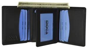 Moga Mens Genuine Handmade Leather Flap Credit Card ID Holder Trifold Wallet 91107