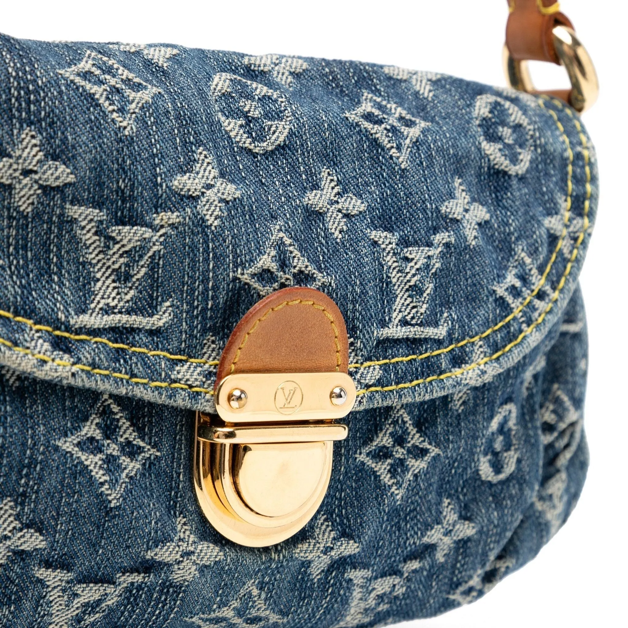 Monogram Denim Mini Pleaty Bag